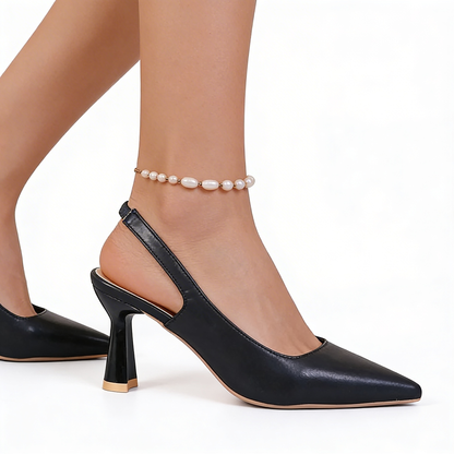 Nadia | Salón Slingback de Tacón Escultural con Puntera Fina en Nude