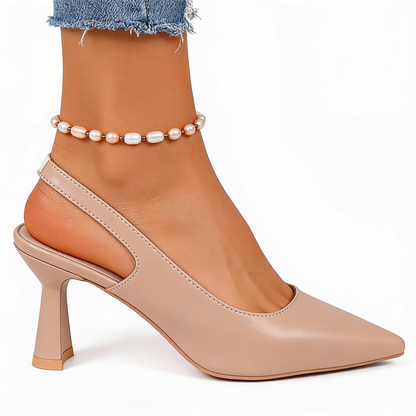 Nadia | Salón Slingback de Tacón Escultural con Puntera Fina en Nude