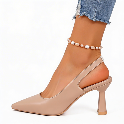 Nadia | Salón Slingback de Tacón Escultural con Puntera Fina en Nude