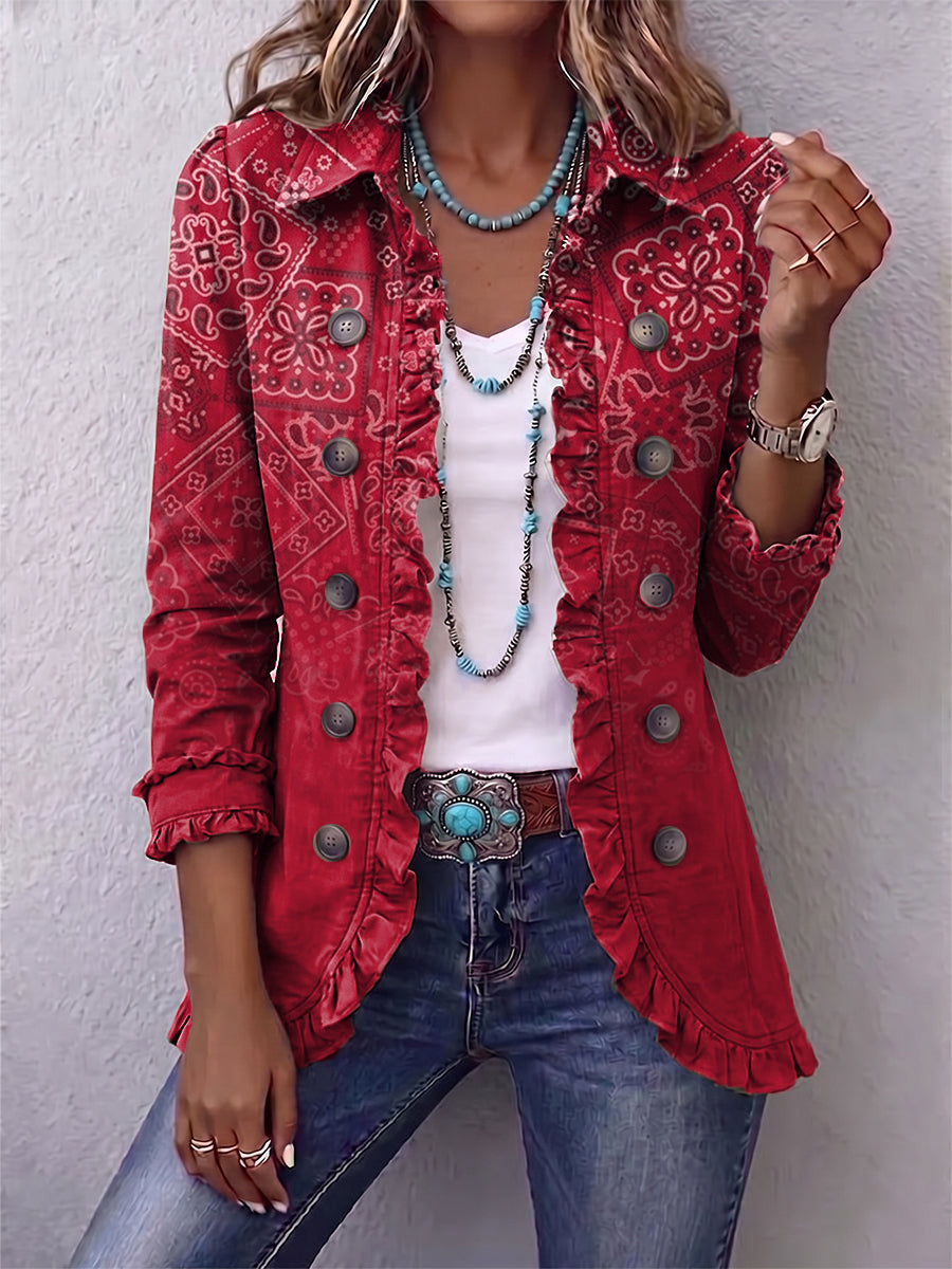 Clotilde | Chaqueta de Cachemira Degradada con Volantes