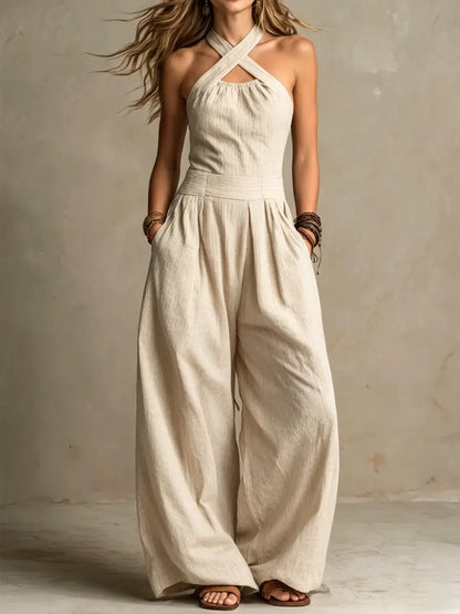 Valentina | Mono Halter Cruzado con Pantalón Ancho