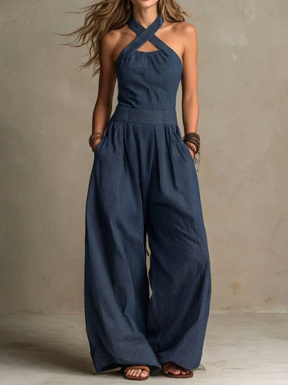 Valentina | Mono Halter Cruzado con Pantalón Ancho