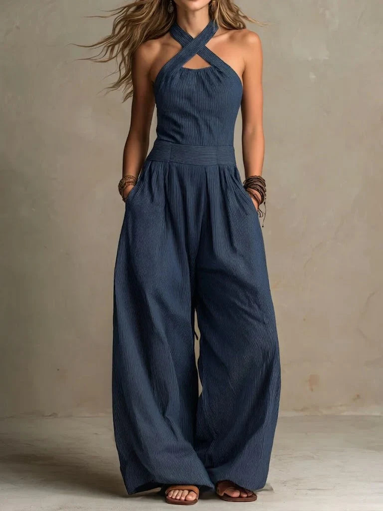 Valentina | Mono Halter Cruzado con Pantalón Ancho