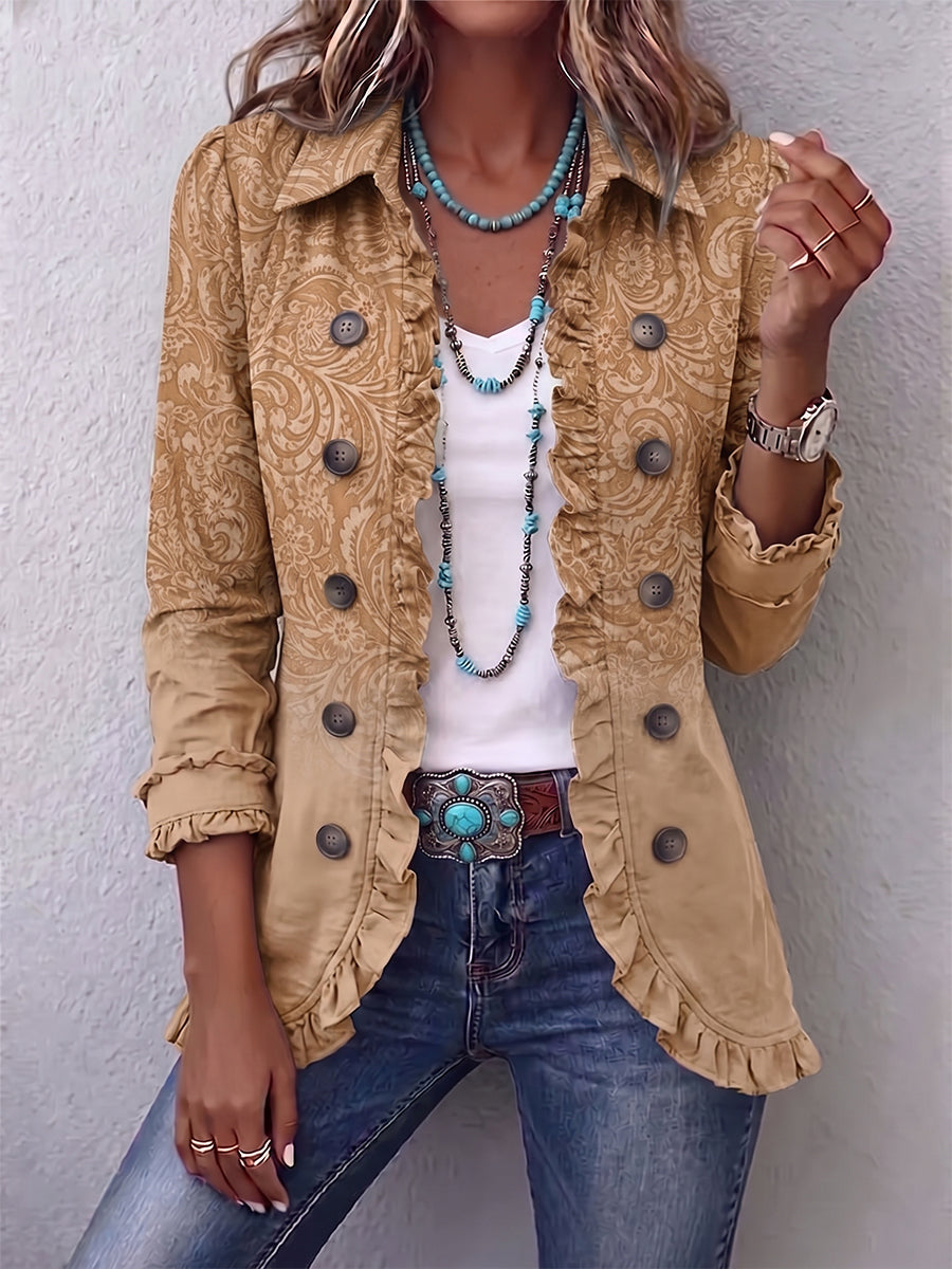 Covadonga | Chaqueta Estampado en Relieve con Volantes